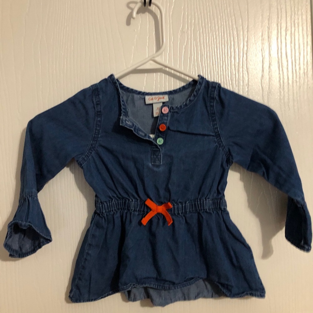 Girls Toddler Blue Denim Tunic Shirt